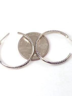 BH Effy Stunning Sterling Silver Smooth Cable 1 1/8" Hoop Earrings